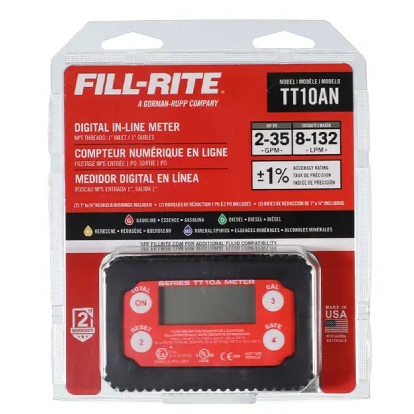 Fill-Rite TT10AN 2-35 GPM 4-Digit Digital Fuel Transfer Meter (NOT FOR FLUID RESALE)
