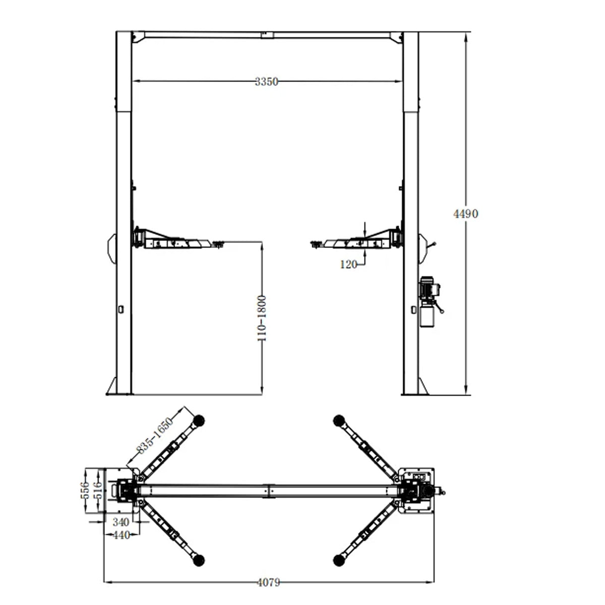 KT-M150D Two Post 15K Lift