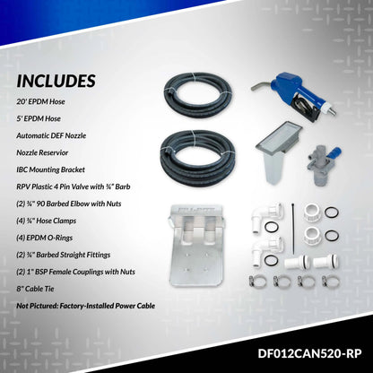 DF120CAN520-RP Fill-Rite 12V DC DEF Transfer Pump, IBC Tote Bracket with Nozzle & Coupler