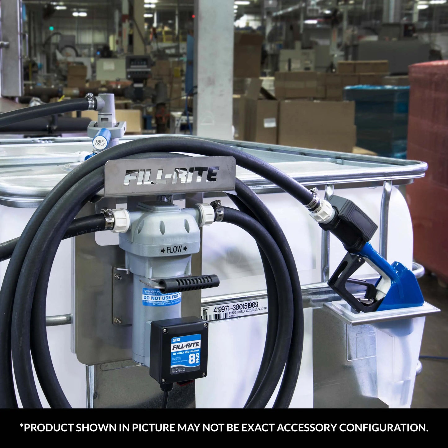 DF120CAN520-RP Fill-Rite 12V DC DEF Transfer Pump, IBC Tote Bracket with Nozzle & Coupler
