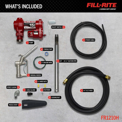 FR1210H Fill-Rite 12V DC 15 GPM Fuel Transfer Pump with Nozzle