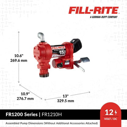 FR1210H Fill-Rite 12V DC 15 GPM Fuel Transfer Pump with Nozzle
