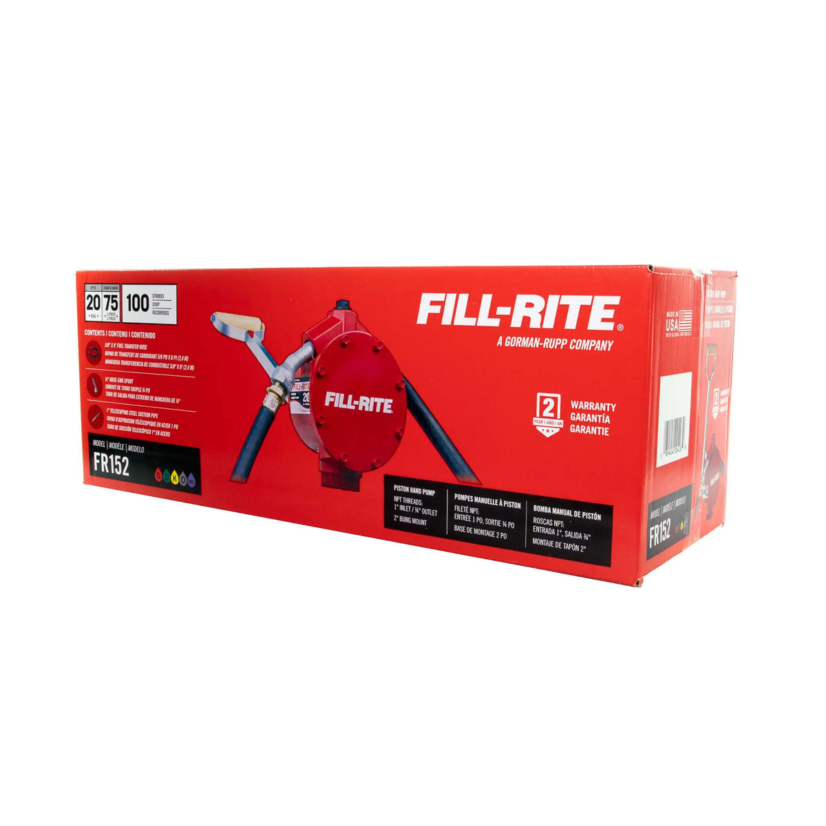 FR152 Fill-Rite Piston Hand-Operated Fuel Transfer Pump with Nozzle Spout