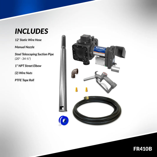 FR410B Sotera 12V DC Oil Transfer Pump, Bung Mount with Suction Pipe