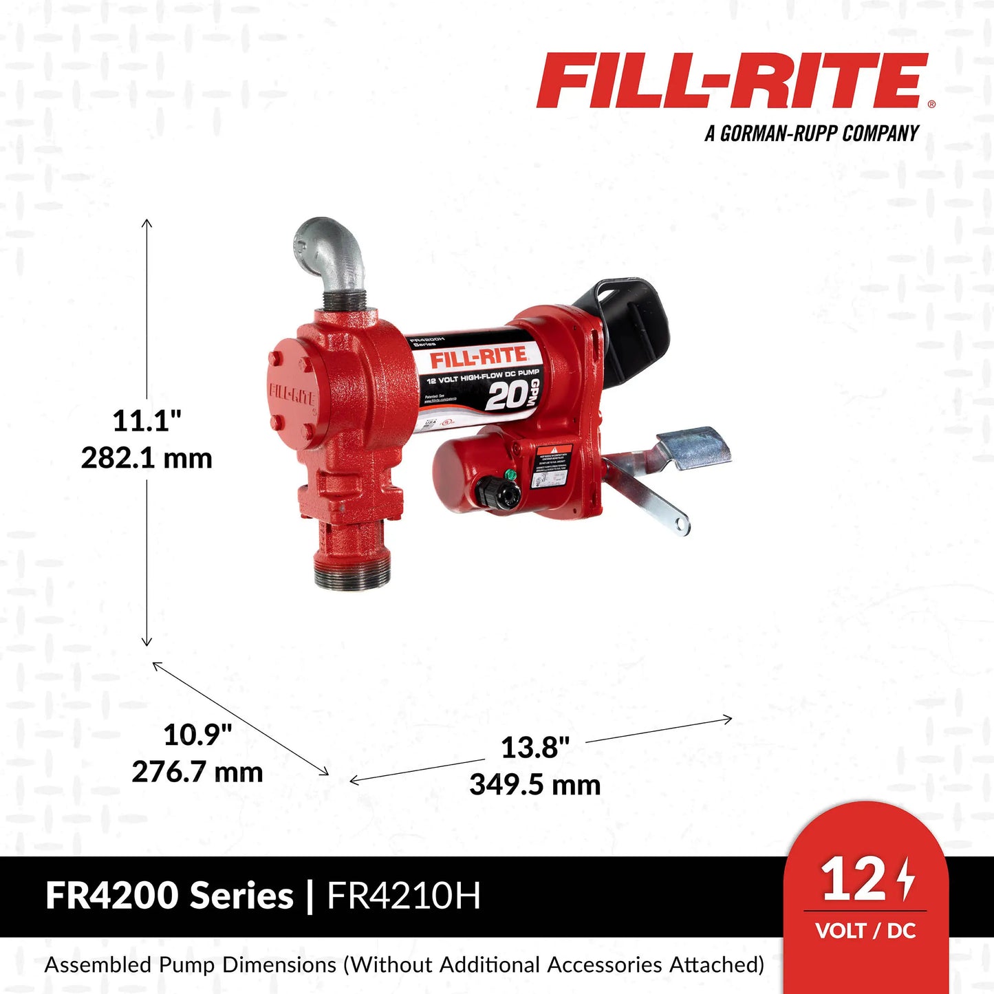 FR4210H Fill-Rite 12V DC 20 GPM Fuel Transfer Pump with Nozzle
