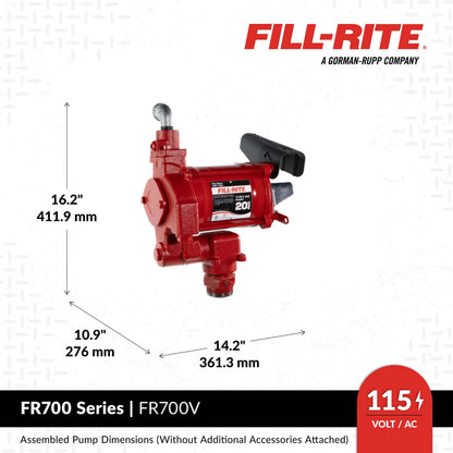 FR700V Fill-Rite 115V AC 20 GPM Fuel Transfer Pump with Hose and Nozzle