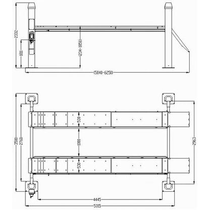 KT-4H150 Heavy Duty 4-Post Alignment 15K Lift