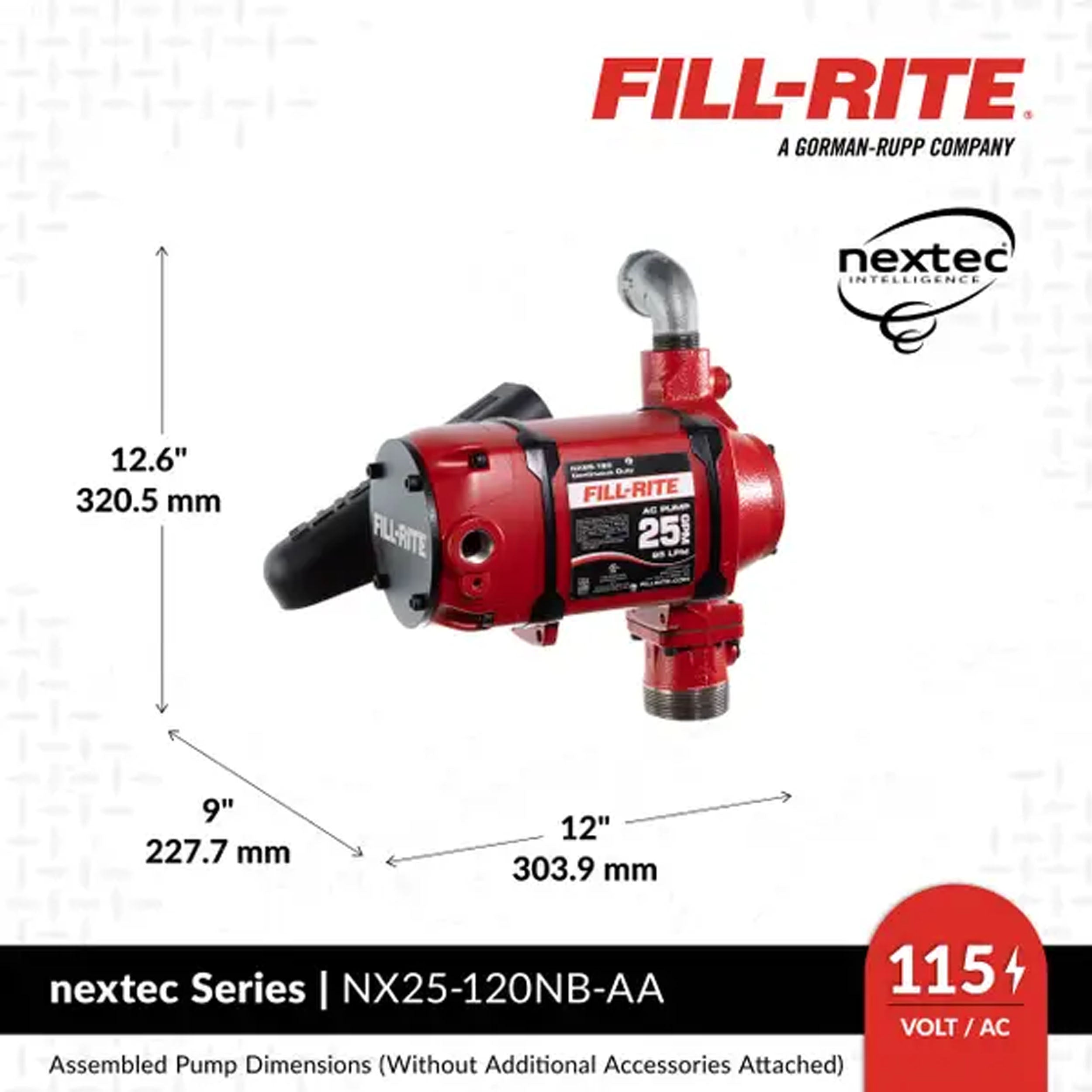 NX25-120NB-AA FILLRITE 120V 25GPM Continuous Pump W/Nozzle & Hose