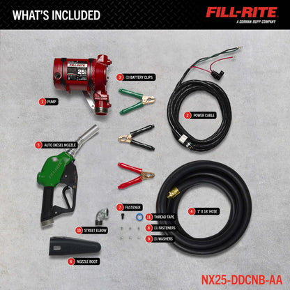 NX25-DDCNB-AA Fill-Rite 12/24V DC 25 GPM Fuel Transfer Pump with Nozzle