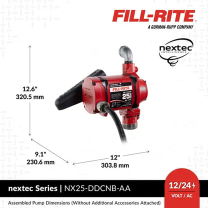 NX25-DDCNB-AA Fill-Rite 12/24V DC 25 GPM Fuel Transfer Pump with Nozzle