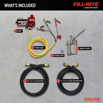 RD812NH Fill-Rite 12V DC 8 GPM Fuel Transfer Pump with Nozzle