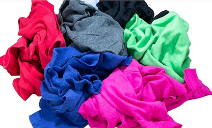 RECYCLED COLOR T-SHIRT RAGS 18"×18" (50 LBS)