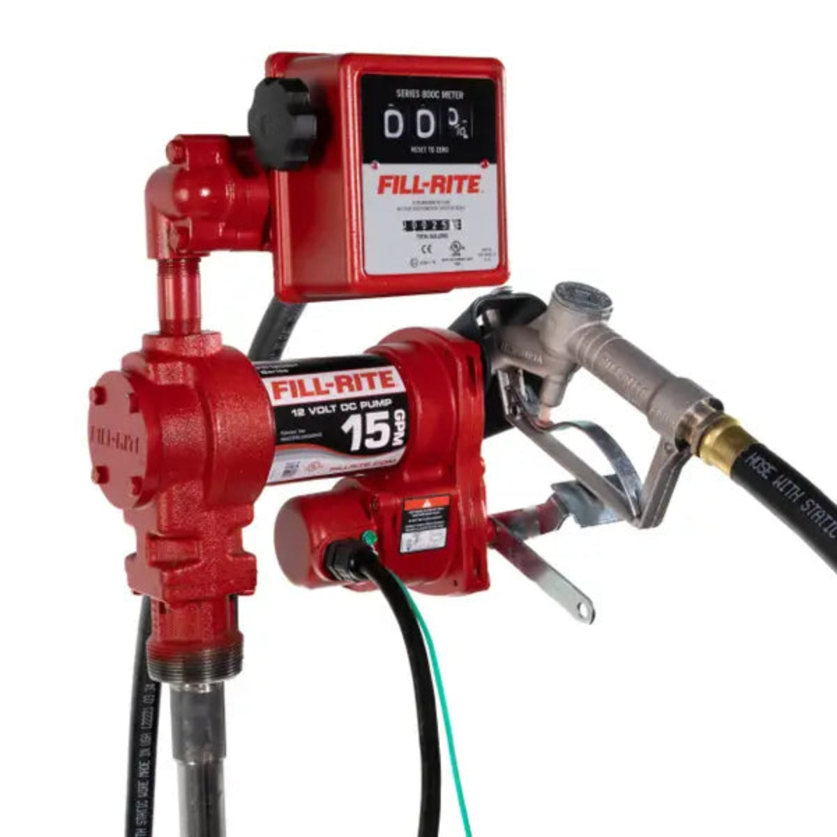 Bomba de transferencia de combustible de 12 V CC y 15 GPM con medidor y boquilla